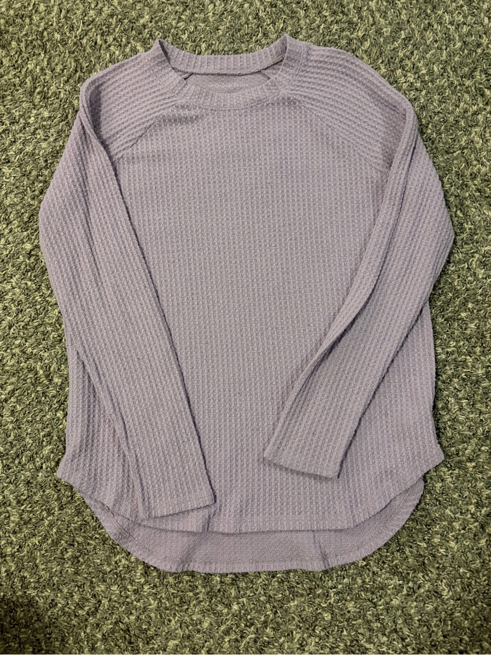 American Eagle Outfitters Lavender Waffle-Knit Crewneck Sweater